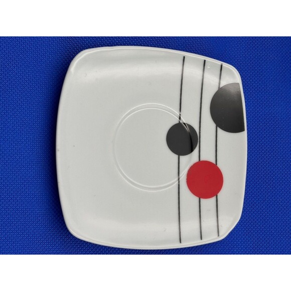 VTG Arcopal France MCM Espresso Cup & Saucer, Black, Red White Music Note Design - Picture 7 of 8